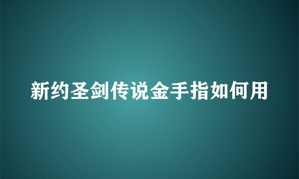 新约圣剑传说金手指如何用