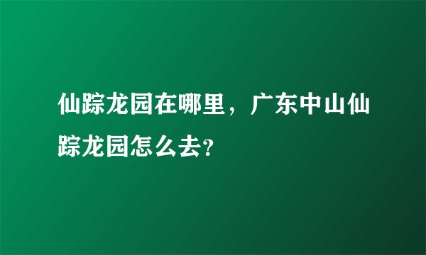 仙踪龙园在哪里，广东中山仙踪龙园怎么去？