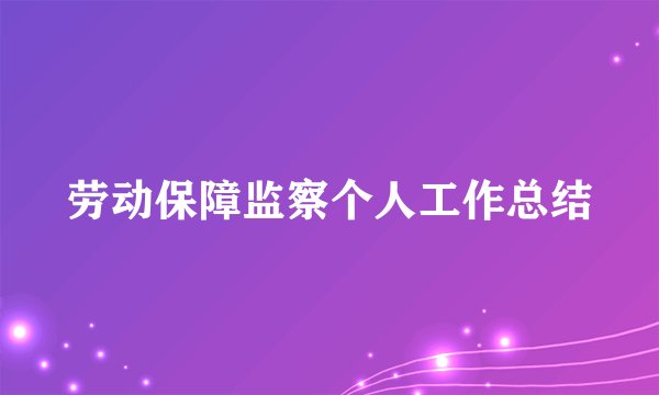 劳动保障监察个人工作总结