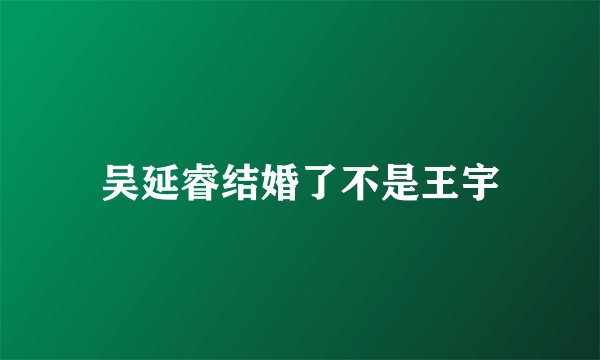 吴延睿结婚了不是王宇