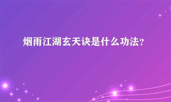烟雨江湖玄天诀是什么功法？