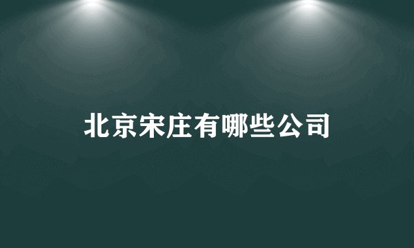 北京宋庄有哪些公司
