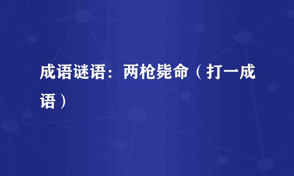 成语谜语:两枪毙命(打一成语)