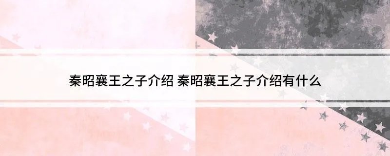 秦昭襄王之子介绍 秦昭襄王之子介绍有什么