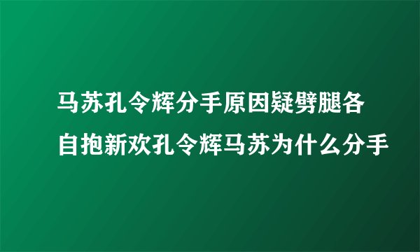 马苏孔令辉分手原因疑劈腿各自抱新欢孔令辉马苏为什么分手
