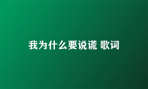 我为什么要说谎 歌词