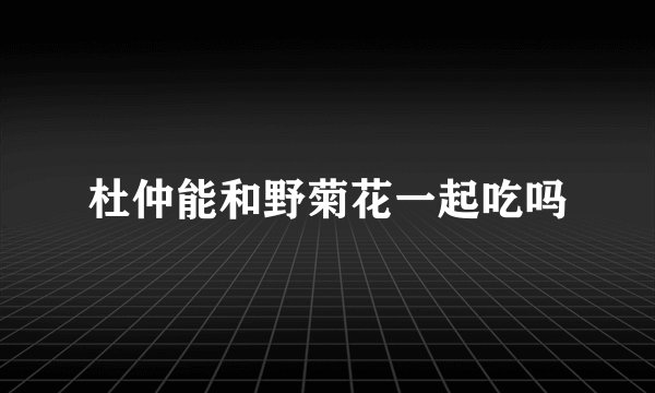 杜仲能和野菊花一起吃吗