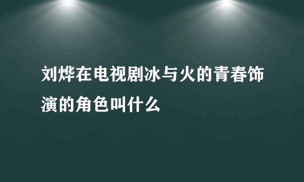 刘烨在电视剧冰与火的青春饰演的角色叫什么