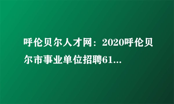 呼伦贝尔人才网：2020呼伦贝尔市事业单位招聘616人简章