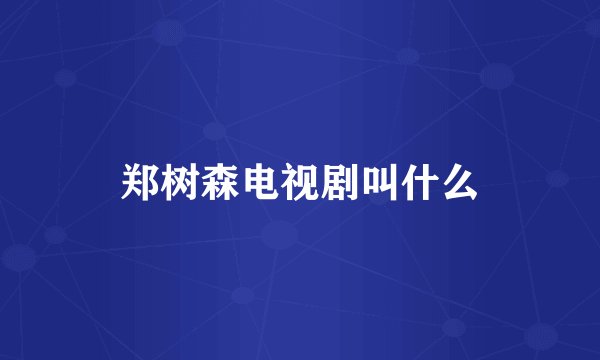郑树森电视剧叫什么