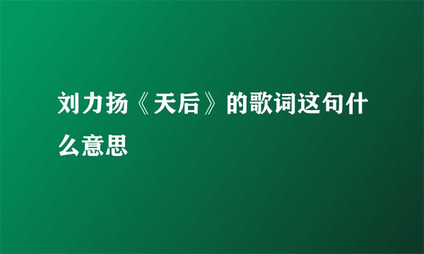 刘力扬《天后》的歌词这句什么意思