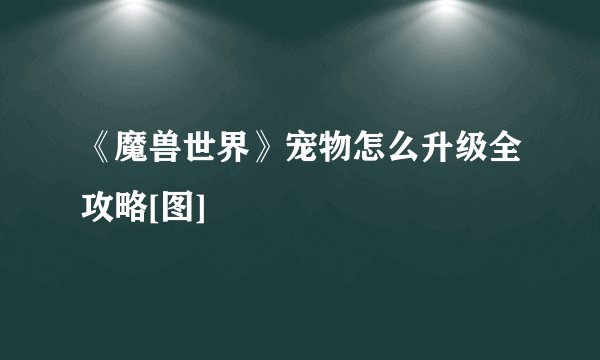 《魔兽世界》宠物怎么升级全攻略[图]