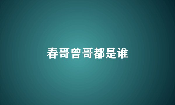 春哥曾哥都是谁