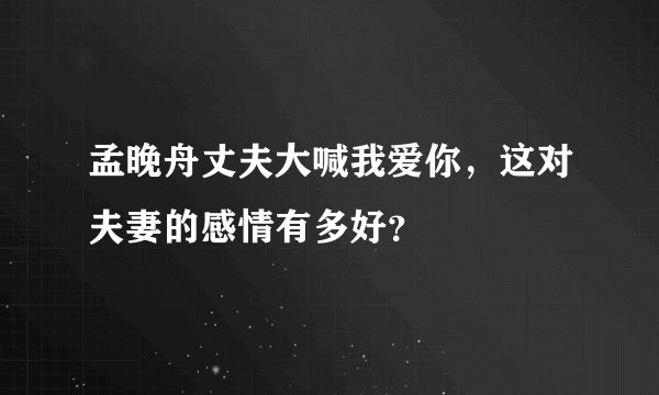 孟晚舟丈夫大喊我爱你,这对夫妻的感情有多好?