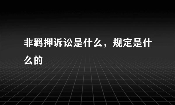 非羁押诉讼是什么，规定是什么的