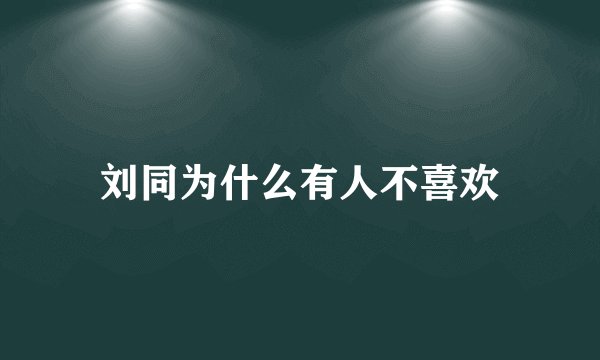 刘同为什么有人不喜欢