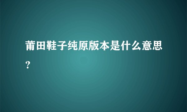 莆田鞋子纯原版本是什么意思？