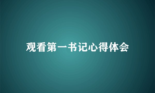 观看第一书记心得体会