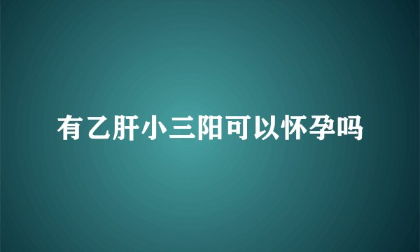 有乙肝小三阳可以怀孕吗