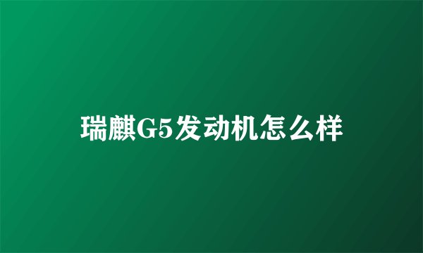 瑞麒G5发动机怎么样