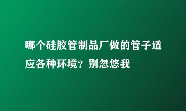 哪个硅胶管制品厂做的管子适应各种环境？别忽悠我