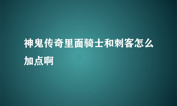 神鬼传奇里面骑士和刺客怎么加点啊