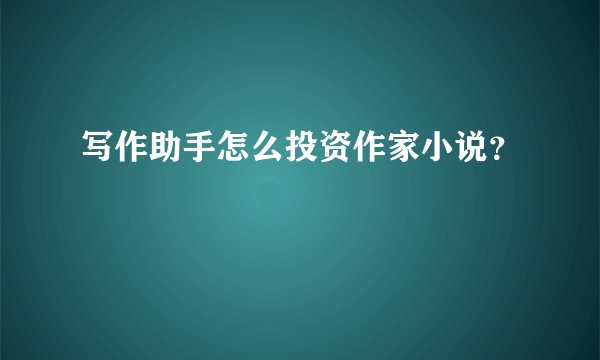 写作助手怎么投资作家小说？