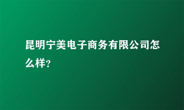 昆明宁美电子商务有限公司怎么样？