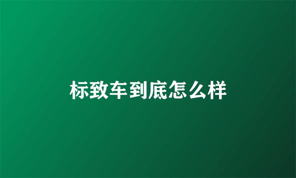 标致车到底怎么样