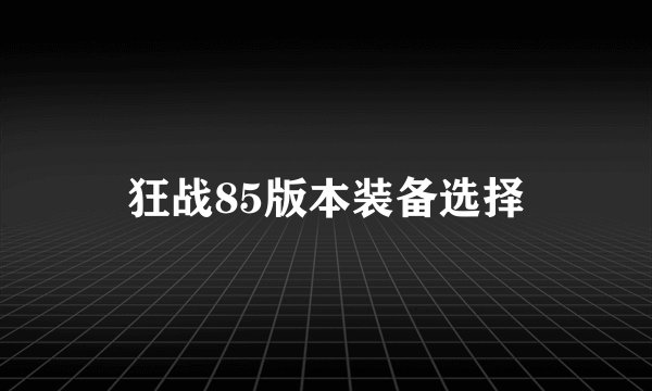 狂战85版本装备选择