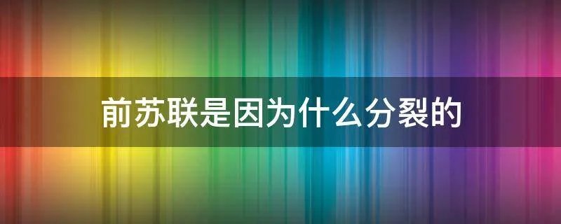 前苏联是因为什么分裂的