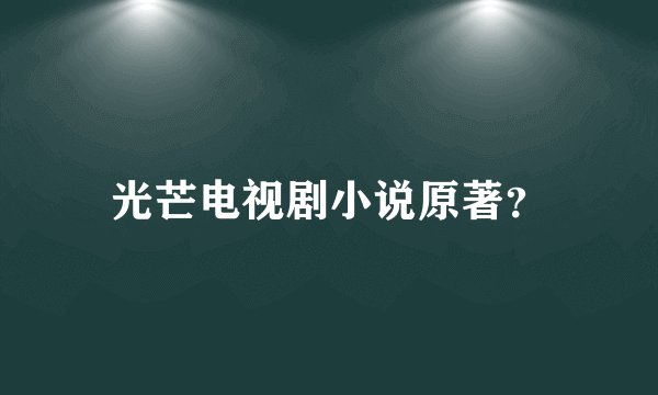 光芒电视剧小说原著？