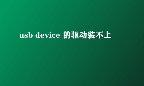 usb device 的驱动装不上
