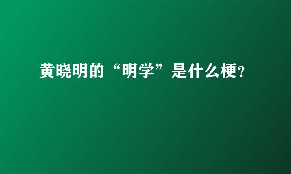 黄晓明的“明学”是什么梗？