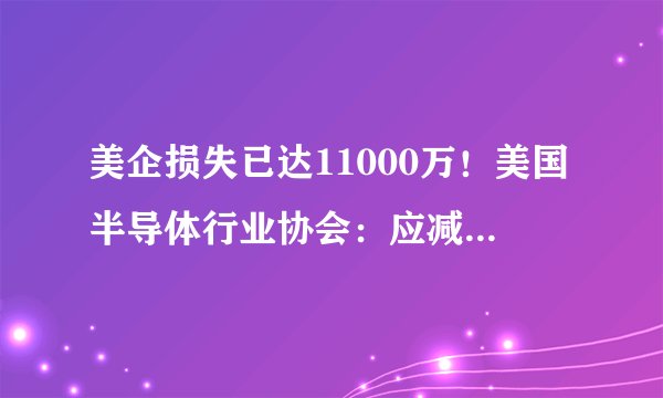 美企损失已达11000万!美国半导体行业协会:应减少对芯片出口限制