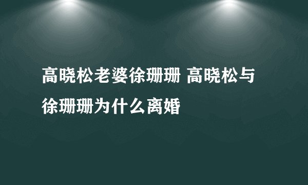 高晓松老婆徐珊珊 高晓松与徐珊珊为什么离婚