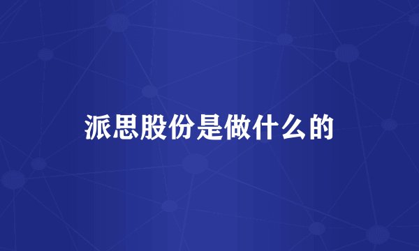 派思股份是做什么的