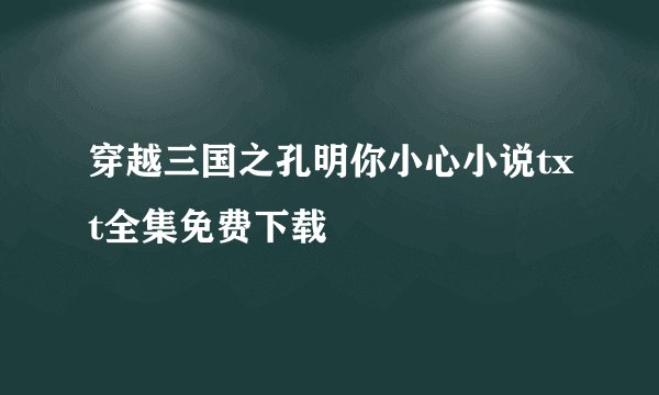 穿越三国之孔明你小心小说txt全集免费下载