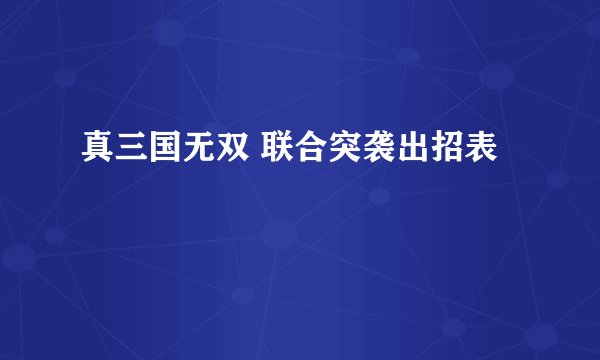 真三国无双 联合突袭出招表