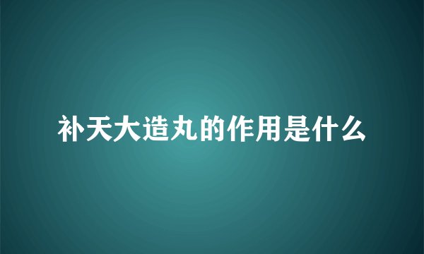 补天大造丸的作用是什么
