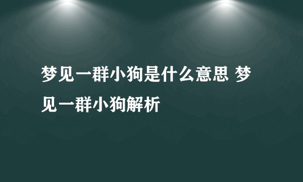 梦见一群小狗是什么意思 梦见一群小狗解析